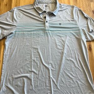 Veece Men’s XXL Polo Shirt Gray Striped Performance Stretch